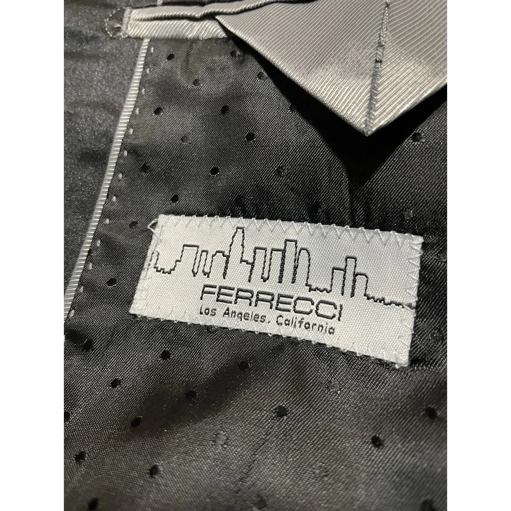 FERRECCI Black Slim Fit Tuxedo Jacket 36R Shawl Lapel 1 Button Formal Blazer